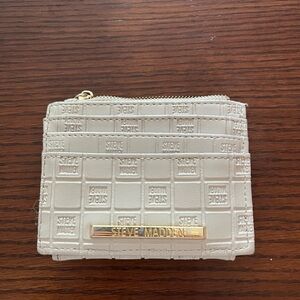 Steve Madden Cream Wallet with Textured Design and Gold Accents